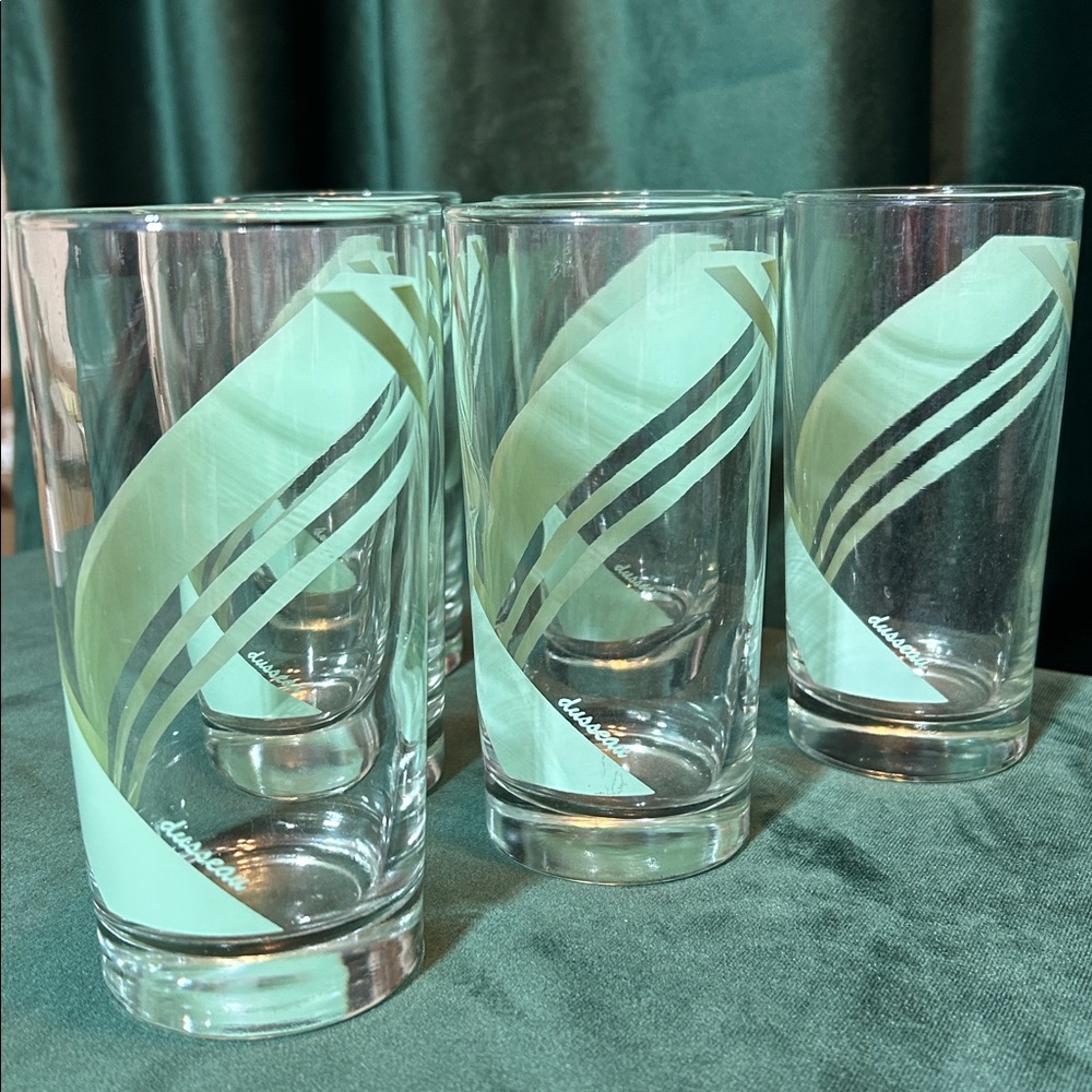 Dusseau Vintage Drinking Glasses Mint Green set of 6 - Picture 2 of 5